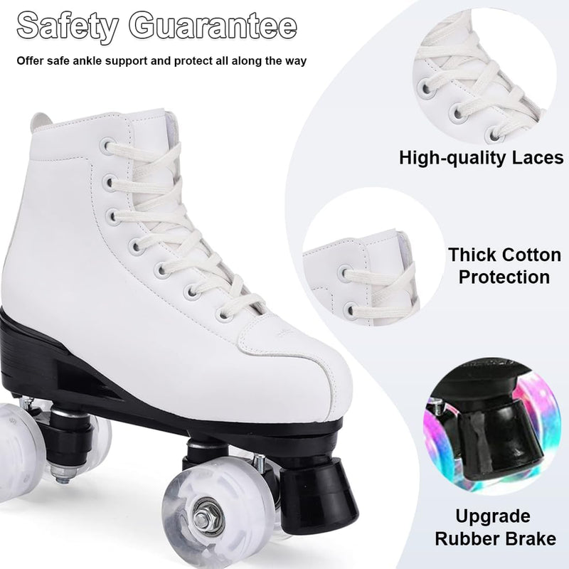 Load image into Gallery viewer, ERNAN Rolschaatsen met 4 wielen, parallelle skates met lichtgevende wielen, klassieke high-top, rolschaatsen voor volwassenen, meisjes, kinderen, beginners, maat 37-43
