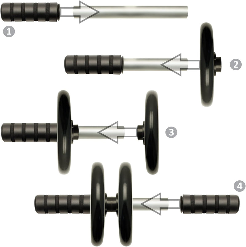 Load image into Gallery viewer, Ab roller met dubbele wielen en kniemat tot 150 kg – buikspiertrainer – ab wheel

