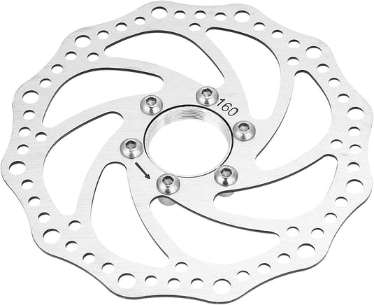 Fietsremschijf 160 mm van roestvrij staal met flensadapter en 6 bevestigingsbouten – remrotor – schijfremonderdelen