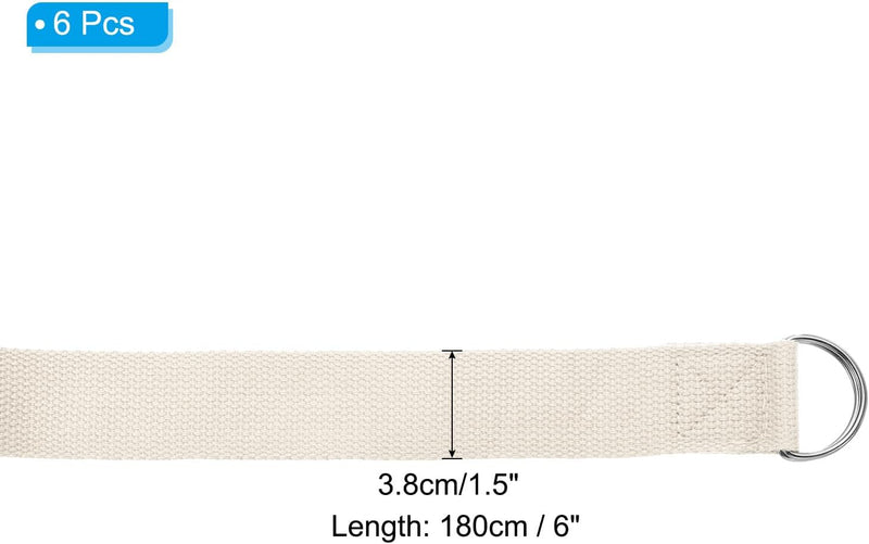 Laad afbeelding in Galerijviewer, Yogariemen 6 stuks 180 x 3,8 cm van katoen met D-ring bruin – stretchbanden – yoga pilates accessoires

