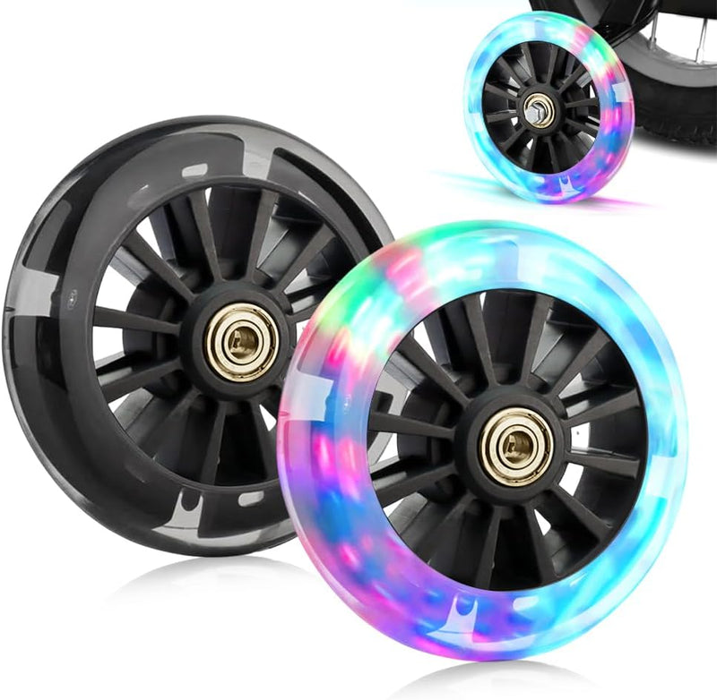Laad afbeelding in Galerijviewer, Lichtgevende step-wielen, 2 stuks, 120 mm, stuntstepbanden met led-lichtwielen, stille reservewielen voor stepwielen met ABEC-7 kogellagers, voor stuntsteppen en kickscooter (zwart)
