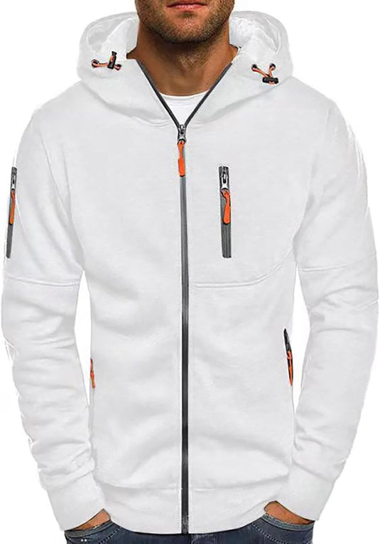 Heren lange hoodie met capuchon en rits voor de winter – vest – heren trui