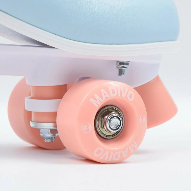 Load image into Gallery viewer, Madivo Pastel Klassieke retro rolschaatsen voor dames | ABEC-7 kogellagers | meisjes rolschaatsen, skeelers| blauw/koraal | maat 35, 36, 37, 38, 39, 40, 41

