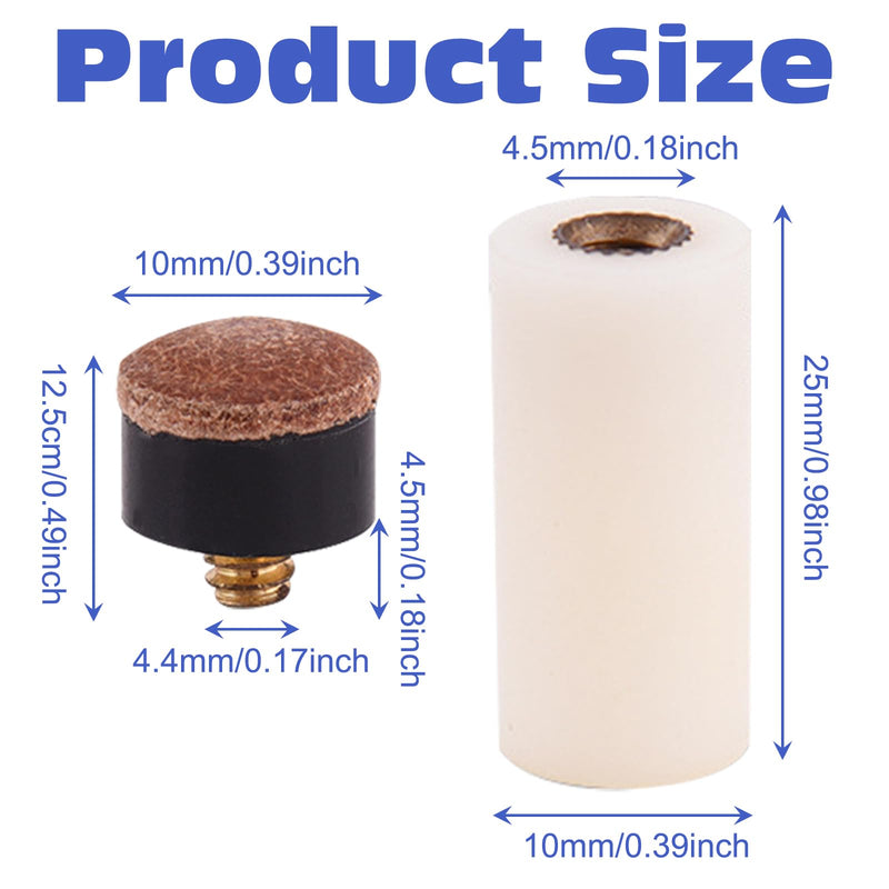 Load image into Gallery viewer, 10 sets schroeftips voor zwembadkeer, vervanging van 10 mm, vervanging voor snoeppunten, harde lederen snookertips en plastic zwembadkeu stokhulzen, biljartaccessoires voor zwembad, vrije tijd
