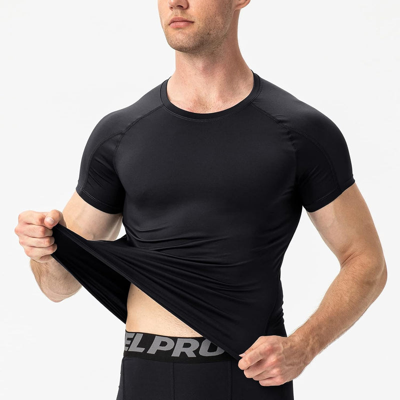 Laad afbeelding in Galerijviewer, Heren compressieshirt korte mouwen functioneel shirt sneldrogend loopshirt sportshirt fitnessshirt voor mannen
