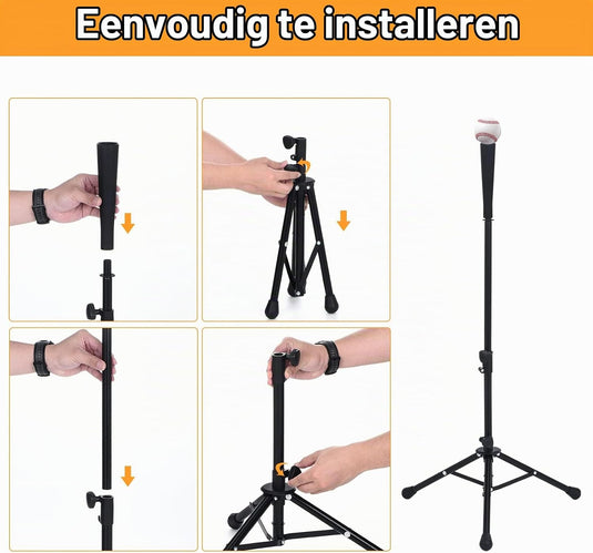 Verstelbare batting tee 63-104 cm met statief zwart – baseball slagstandaard – honkbal softball accessoires