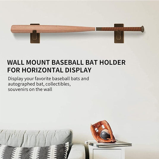 Baseballknuppel muurbevestiging, 2 stuks softbalknuppel muurbevestiging, honkbalknuppel horizontale rekbeugel met vilten voering muurbevestiging voor honkbal, softbal, hockeystick vitrine
