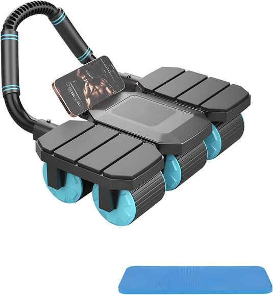 Ab roller met 6 wielen automatische rebound en display tot 150 kg – buikspiertrainer – ab wheel