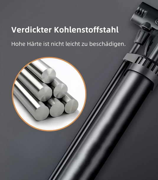 Fietspomp met manometer tot 160 PSI voor Presta en Schrader ventielen – vloerpomp – luchtpomp