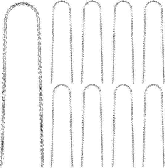 Grondankers 10 stuks heavy duty van verzinkt staal – U-vormige trampoline haringen – tuinankers