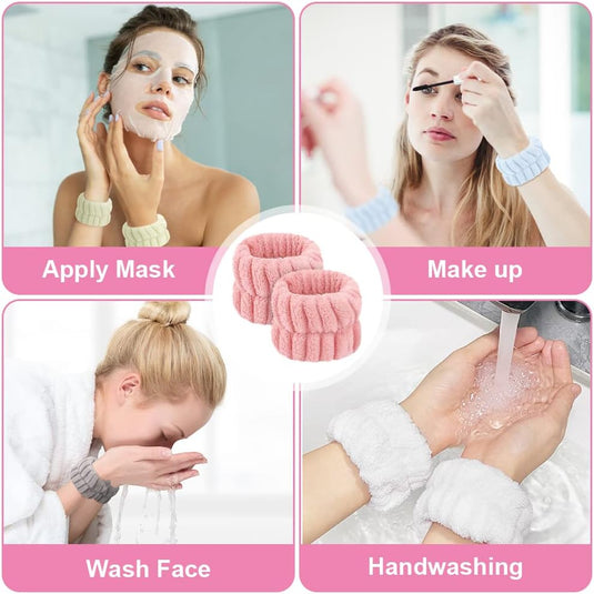 AOOWU Polsband, Elastische Microvezel, Gezichtswas, Cosmetica, Haarband, Spa-armbanden voor Absorberende Zweetband voor Vrouwen en Meisjes, Make-up, Pols, Gezichtsverzorging