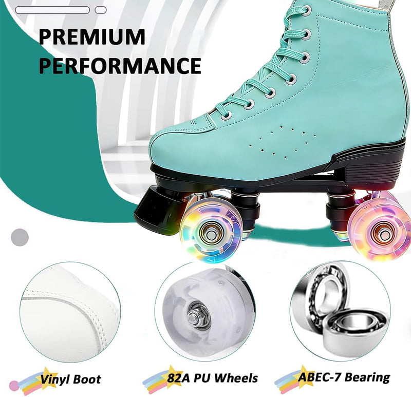 Load image into Gallery viewer, ERNAN Rolschaatsen met 4 wielen, parallelle skates met lichtgevende wielen, klassieke high-top, rolschaatsen voor volwassenen, meisjes, kinderen, beginners, maat 37-43
