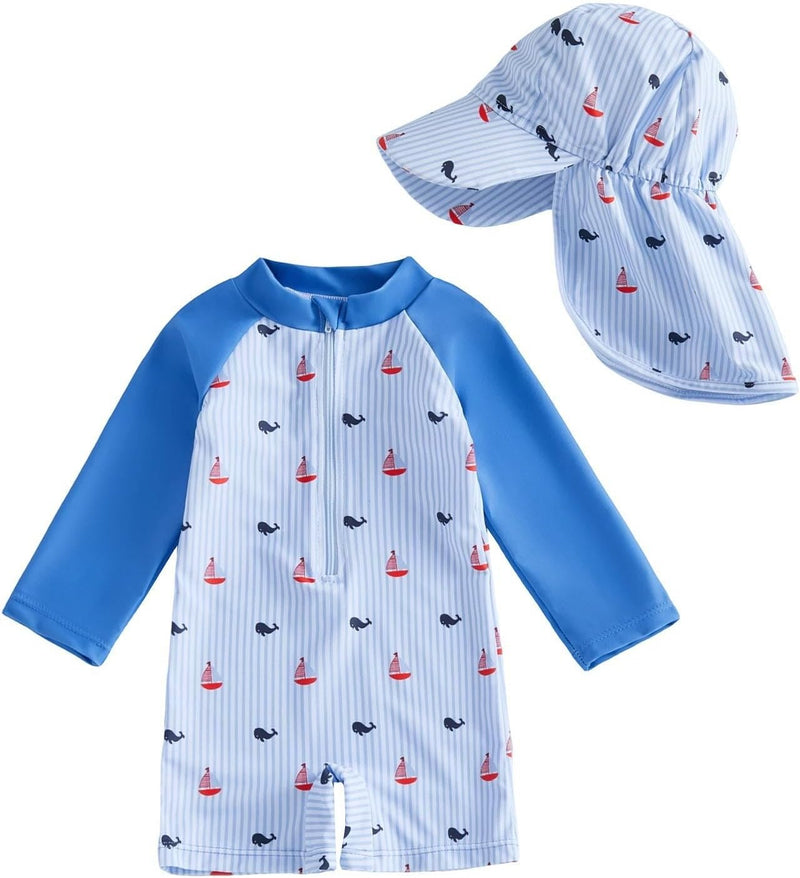 Load image into Gallery viewer, Baby rashguard badpak met lange mouwen en UPF 50+ zonbescherming – zwempak – zwemkleding
