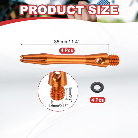 Dartschachten 4 stuks 45 mm van aluminium geel met 2BA schroefdraad – dart shafts – dart accessoires