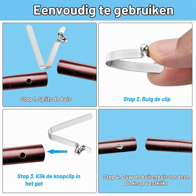Chargez l'image dans la visionneuse de la galerie, Drukknop veerclips 6 stuks 10,5 x 7,5 mm van staal – buisclips – kajak camping accessoires

