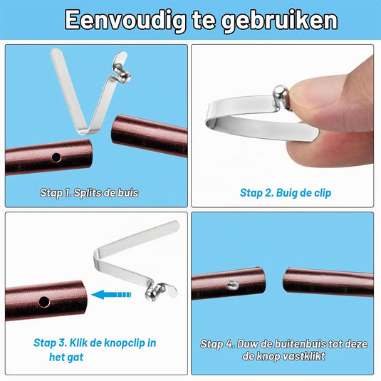 Drukknop veerclips 6 stuks 10,5 x 7,5 mm van staal – buisclips – kajak camping accessoires