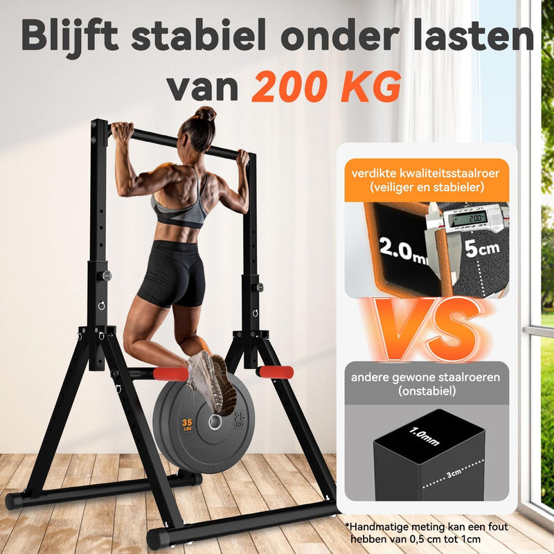 Laden Sie das Bild in Galerie -Viewer, Opvouwbare power tower met verstelbare optrekstang en dip station tot 200 kg – pull-up bar – krachtstation
