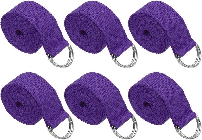 Laad afbeelding in Galerijviewer, Yogariemen 6 stuks 180 x 3,8 cm van katoen met D-ring bruin – stretchbanden – yoga pilates accessoires
