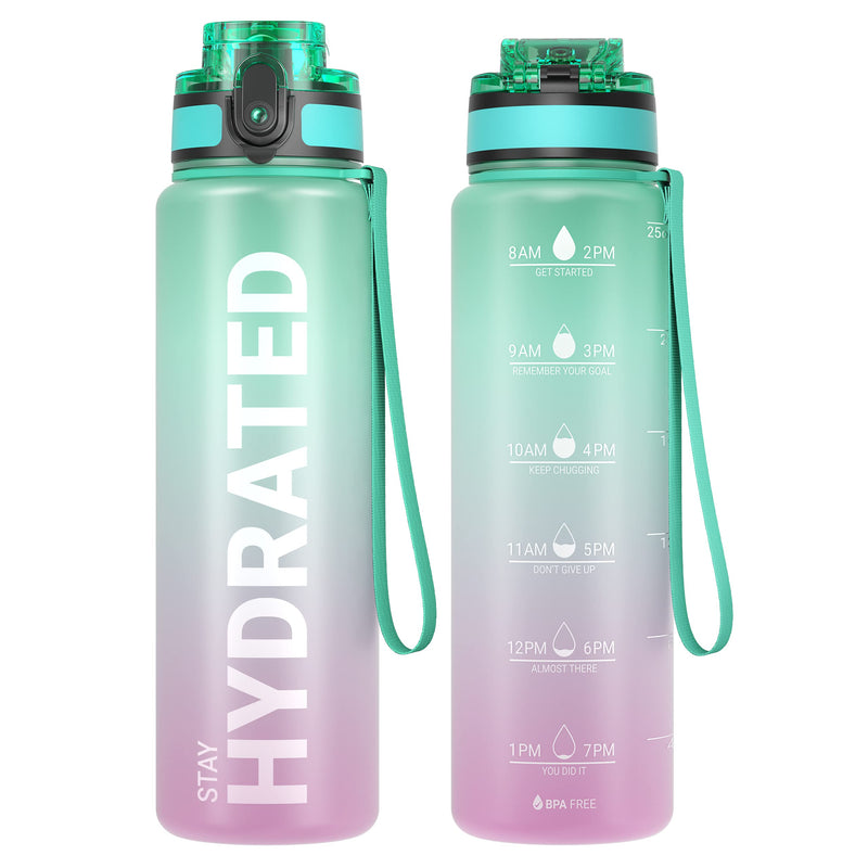 Load image into Gallery viewer, Drinkfles 750 ml BPA-vrij met tijdmarkeringen en lekvrije dop – waterfles – sportfles
