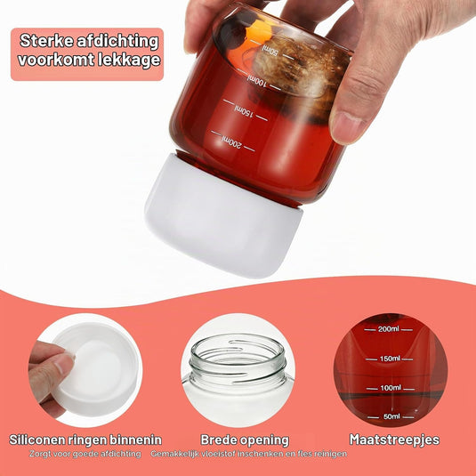 Glazen drinkflessen 300 ml met lekvrije schroefdop – sapflessen – drinkflessen voor onderweg