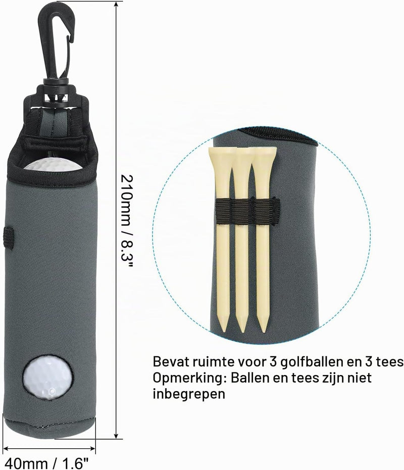 Laden Sie das Bild in Galerie -Viewer, Golfbal tasje met clip voor 3 ballen &amp; tees - Neopreen golf bal houder - Golf accessoires tas
