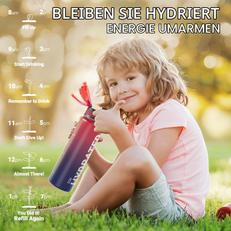 Load image into Gallery viewer, Drinkfles 750 ml BPA-vrij met tijdmarkeringen en lekvrije dop – waterfles – sportfles
