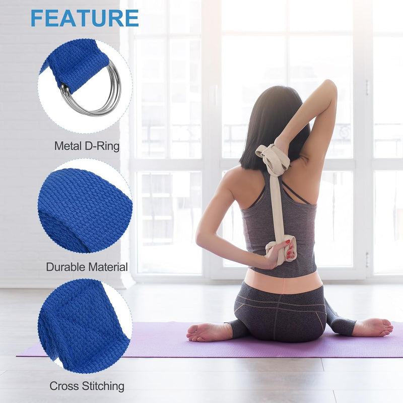 Laad afbeelding in Galerijviewer, Yogariemen 6 stuks 180 x 3,8 cm van katoen met D-ring bruin – stretchbanden – yoga pilates accessoires
