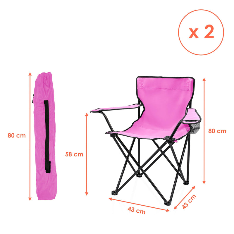 Chargez l'image dans la visionneuse de la galerie, Campingstoelen Opvouwbaar 2 Stuks met Bekerhouder tot 100 kg – Vouwstoel – Kampeerstoel
