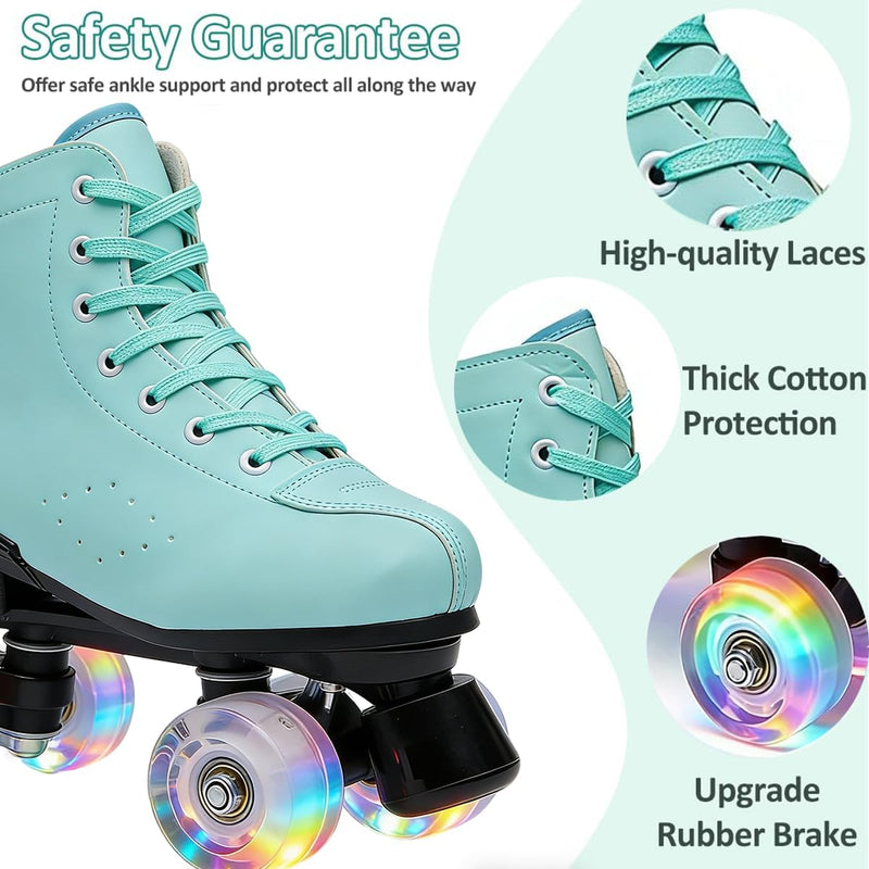 Load image into Gallery viewer, ERNAN Rolschaatsen met 4 wielen, parallelle skates met lichtgevende wielen, klassieke high-top, rolschaatsen voor volwassenen, meisjes, kinderen, beginners, maat 37-43
