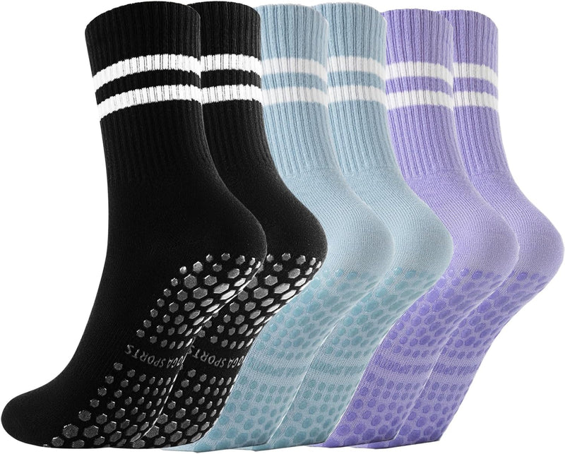 Laad afbeelding in Galerijviewer, Pilates antislip sokken 3 paar met siliconen grip – yoga sokken – fitness sokken
