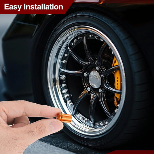 Ventieldoppen 4 stuks 16 x 10 mm van aluminium oranje – bandendoppen – fiets auto accessoires