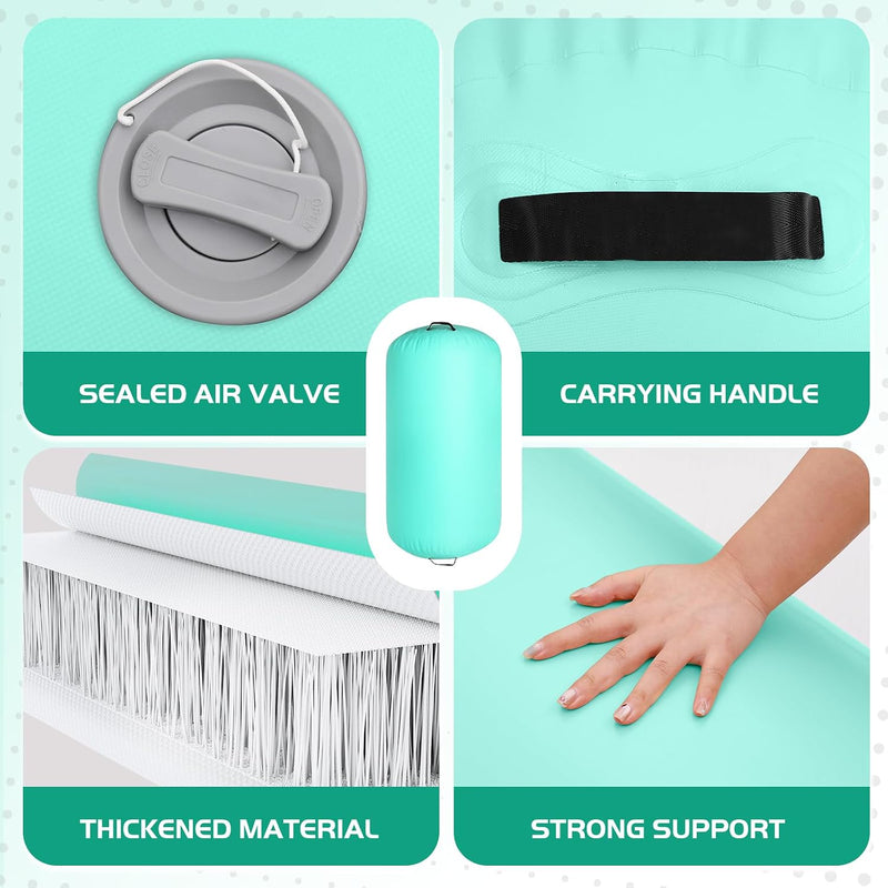 Laden Sie das Bild in Galerie -Viewer, Opblaasbare turnmat 3 m met air roller – 10 cm dik – gymnastiekmat met elektrische pomp voor tumbling en cheerleading
