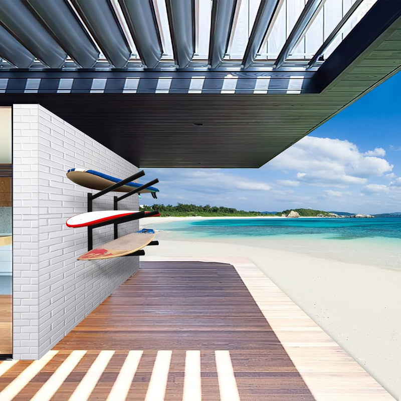 Carica immagine in Galleria Viewer, Surfboard wandrek voor 3 boards van staal met schuimbescherming – SUP longboard surfplank houder

