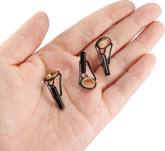 Hengel topogen 3 stuks 1 mm van roestvrij staal zwart-goud – hengeltop reparatieset – visaccessoires