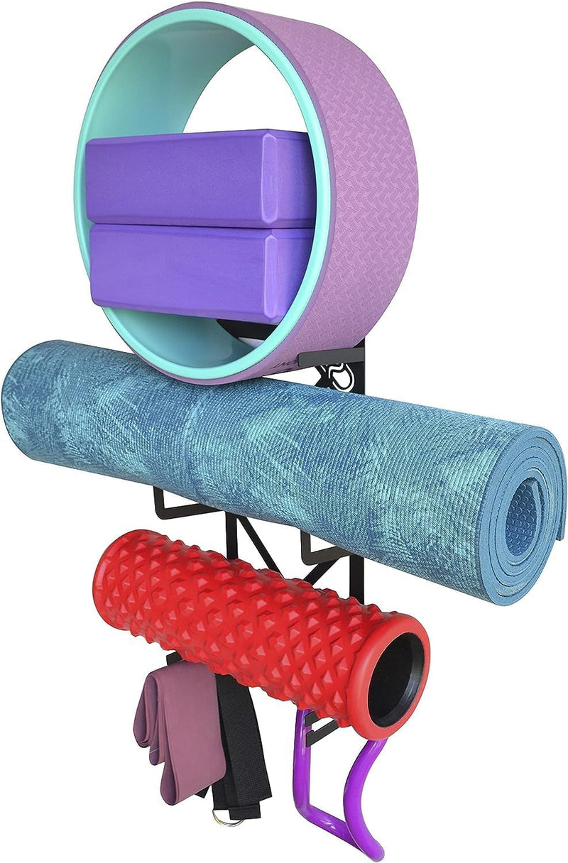 Load image into Gallery viewer, Wandhouder voor complete yoga- en pilatesuitrusting, 100% koolstofstaal
