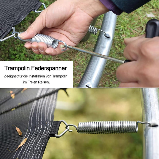 Trampoline veertrekkers 2 stuks met ergonomische T-handgreep – veerspanner – trampoline gereedschap