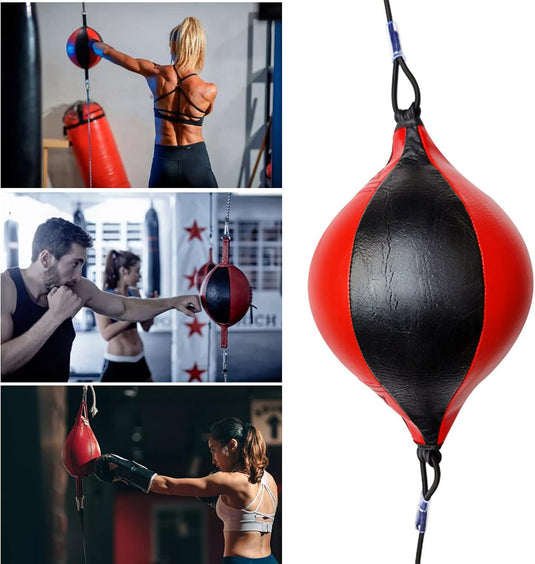 Speed Punch Bag, Leather Speed Ball, Hanging Boxing Punching Ball, Boksballen voor Gym MMA Boksen Sport Punch Bag Volwassen, Double End Boksen Punchingball, Training Speedball Set