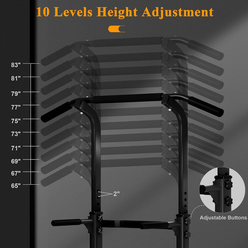 Load image into Gallery viewer, Adjustable power tower 165-210 cm with pull-up bar and dip station – power tower – fitness frame
