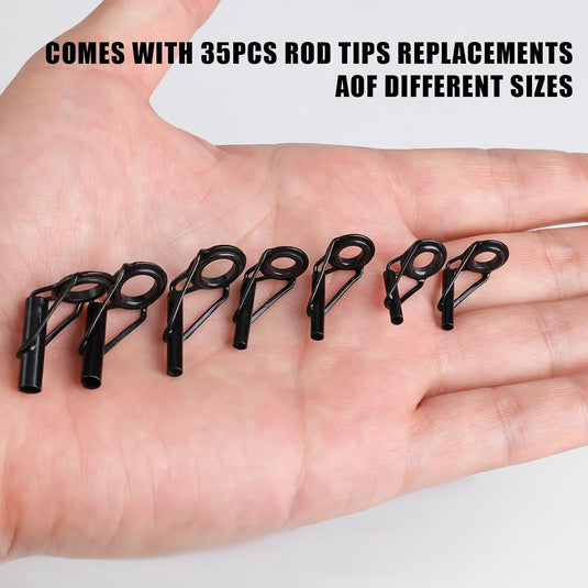 Hengeltop geleideogen reparatieset 35 stuks zwart