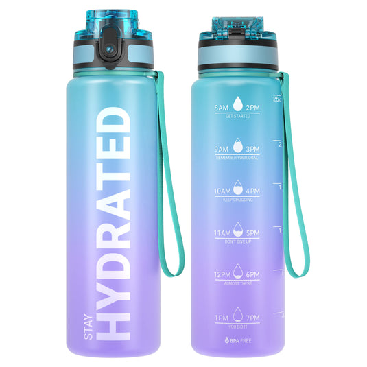Drinkfles 750 ml BPA-vrij met tijdmarkeringen en lekvrije dop – waterfles – sportfles