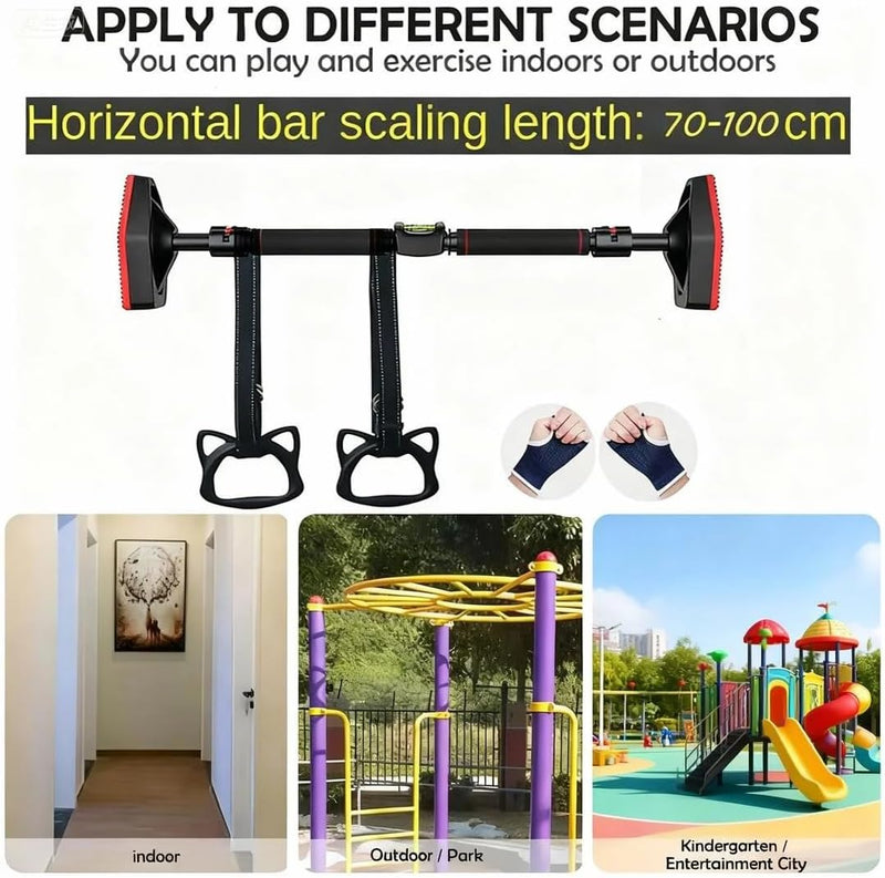 Chargez l'image dans la visionneuse de la galerie, Barre de traction réglable de 70-100 cm sans perçage, avec niveau à bulle – barre de traction – musculation
