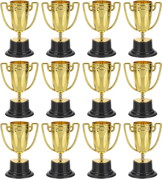Mini-trophées 12 pièces 8,2 cm couleur or – petites coupes sportives – prix et trophées