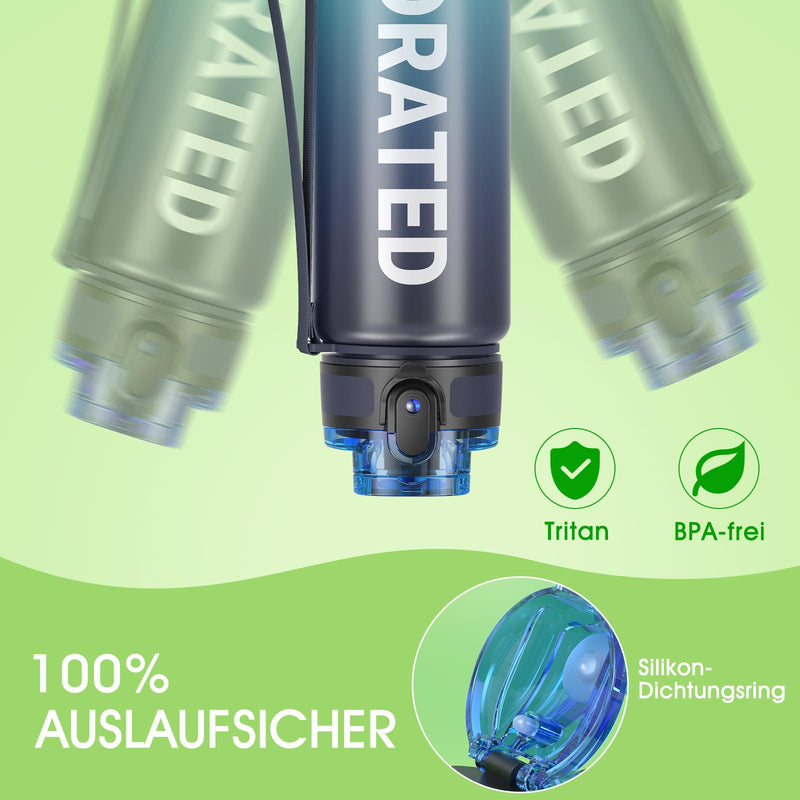 Load image into Gallery viewer, Drinkfles 750 ml BPA-vrij met tijdmarkeringen en lekvrije dop – waterfles – sportfles
