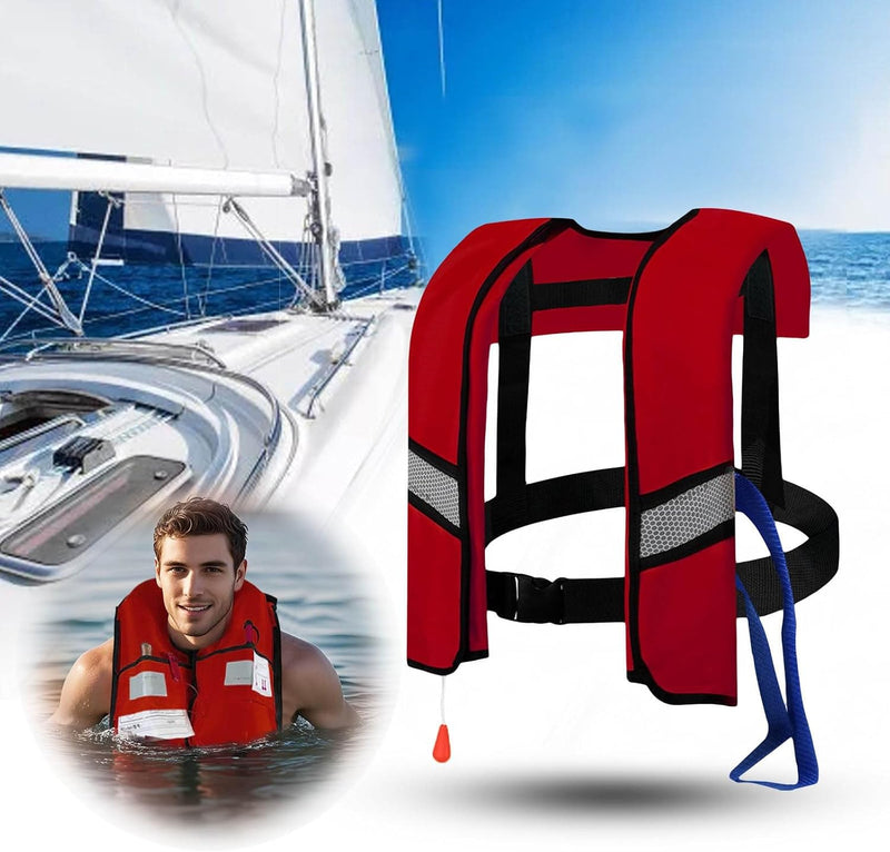 Laad afbeelding in Galerijviewer, Opblaasbaar reddingsvest met trekkoord reflectoren en fluitje – zwemvest – veiligheidsvest
