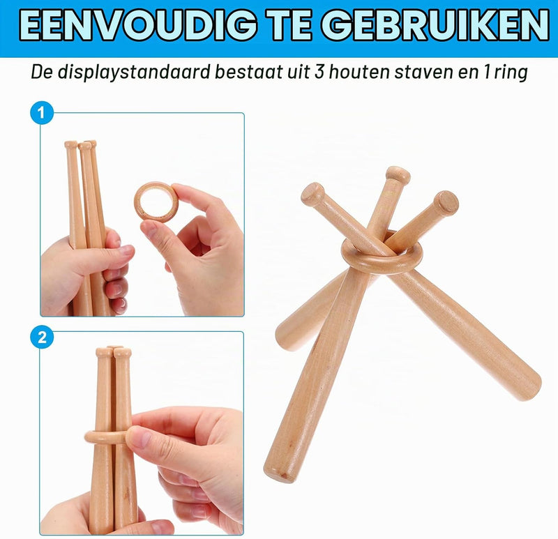 Chargez l'image dans la visionneuse de la galerie, Support d’exposition pour baseball en bois avec mini-battes de baseball – porte-balle – accessoires de baseball
