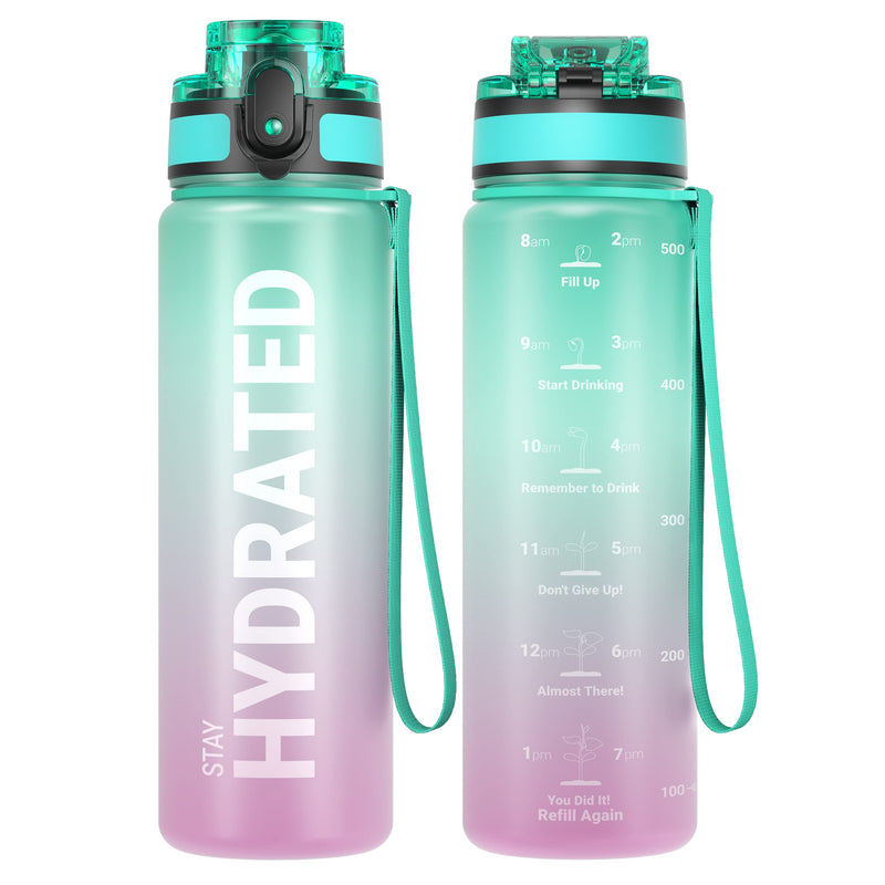 Load image into Gallery viewer, Drinkfles 750 ml BPA-vrij met tijdmarkeringen en lekvrije dop – waterfles – sportfles
