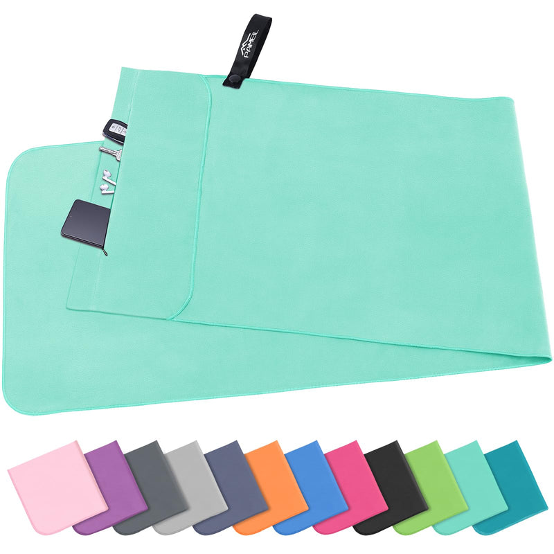 Load image into Gallery viewer, Fitnesshanddoek Microvezel 120x50 cm Sneldrogend met Ritsvak – Sporthanddoek – Reishanddoek
