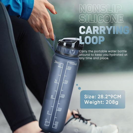 Drinkfles 1 liter BPA-vrij met antislip grip en lekvrije sluiting – waterfles – sportfles