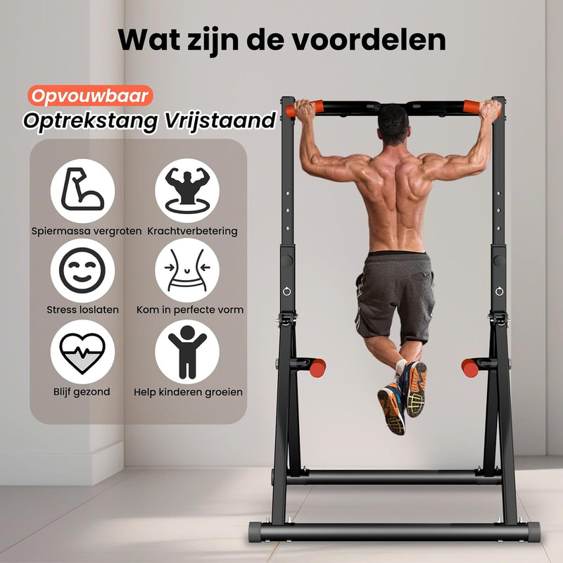Laden Sie das Bild in Galerie -Viewer, Opvouwbare power tower met verstelbare optrekstang en dip station tot 200 kg – pull-up bar – krachtstation
