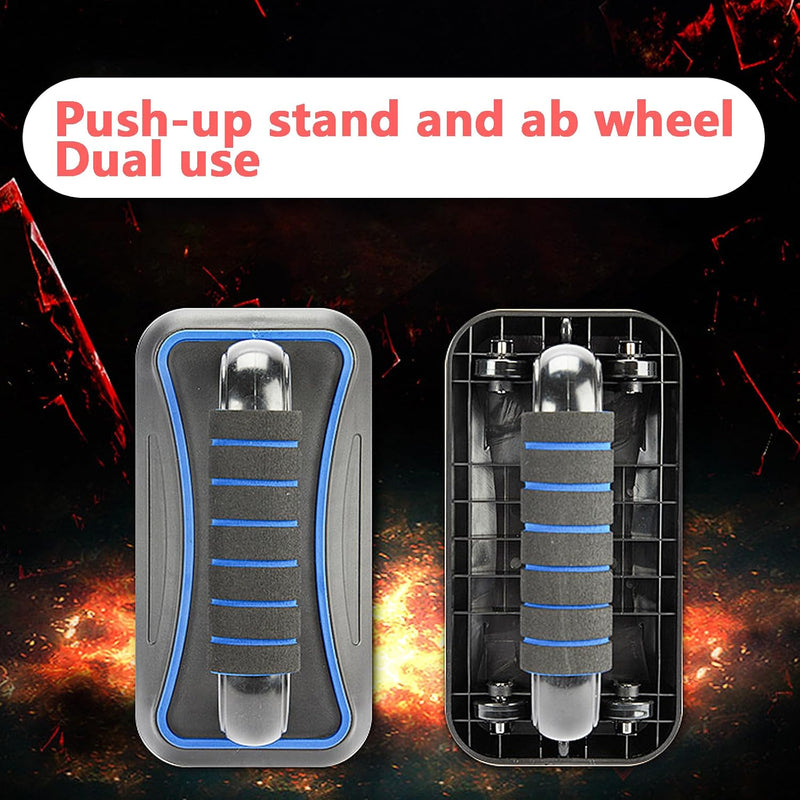 Laad afbeelding in Galerijviewer, 2-in-1 fitness trainer met push-up bars en ab roller met 8 wielen – buikspiertrainer – push-up board
